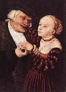 CRANACH, Lucas the Elder Old Man and Young Woman hgsw oil on canvas